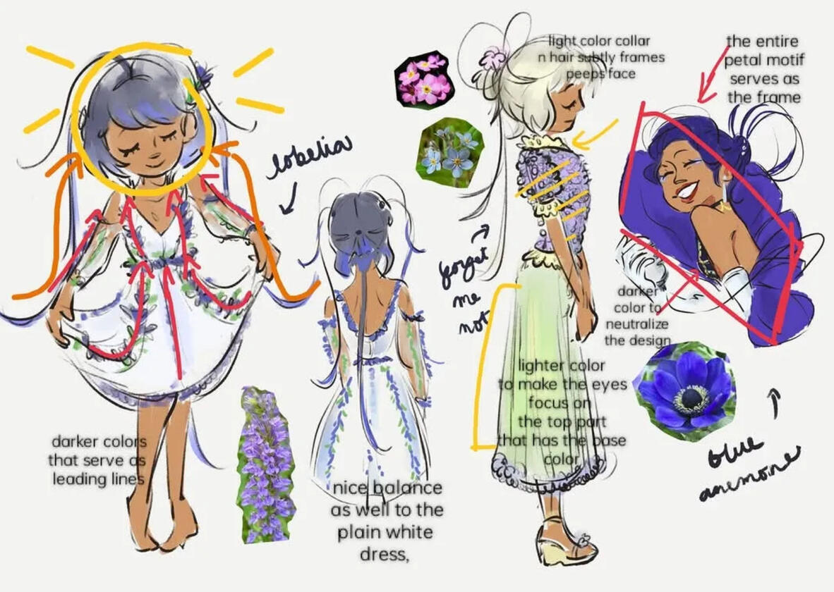 Following composition rules, I placed elements strategically to have that certain readability in my character design.